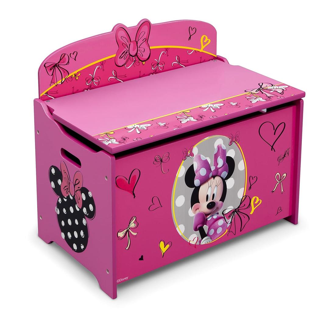 Delta Children Deluxe Toy Box, Disney Minnie Mouse (Multicolor)