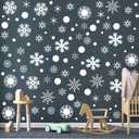 Outus 249 Pcs/ 6 Sheets Christmas Snowflake Wall Decals Winter Silver Blue Snowflake Stickers Window Clings Peel and Stick Wall Ornament for Christmas Winter Holiday Decor(White)