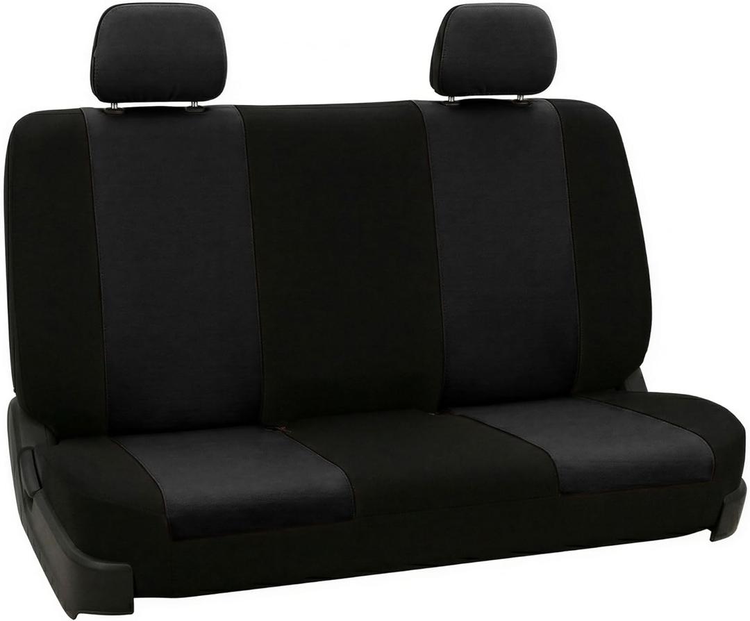 FH Group Rear Solid Bench Automotive Seat Cover | Universal Cloth Seating for SUV, Sedan, Van | Washable Car Seat Covers Interior Accessories - Black