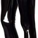 Women Mirror Faux Patent Leather Leggings Wet Look Reflective Shiny Stretch Tighten Pants High Waist Slim (Small, Black)