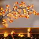 Fall Garland with Lights Thanksgiving Garland 8 Lighting Modes 5.25ft 72 LED Fall Leaves Garland for Thanksgiving Decor