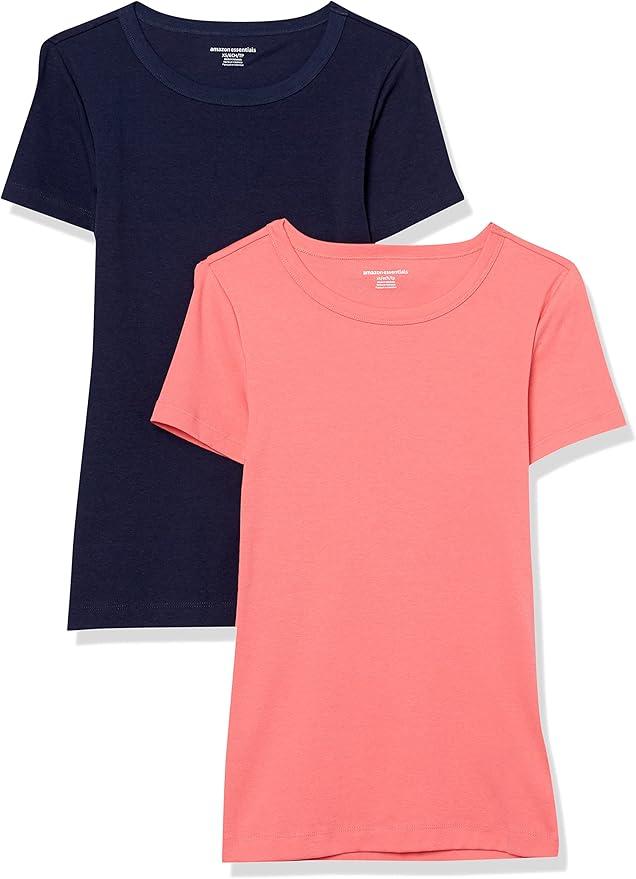 Amazon Essentials Women's 2 Pack Slim Fit Short Sleeve XS
