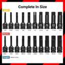 20-Piece 1/2" Drive Master Impact Hex Bit Set, Hex Driver Socket Set, Allen Bit Socket Set, SAE & Metric, (1/4" - 3/4", 6-19mm), Cr-Mo Steel