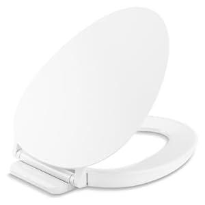 KOHLER 57777-WCF-0 Cymbal ReadyLatch Quiet-Close Soft Close Toilet Seat Elongated, Flexible CoreFlex Material, Wider Toilet Seat Surface, Home Essentials, White