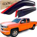 Large Rain Guards Window Visors for 2014-2018 Chevy Silverado & GMC Sierra 1500,2014-2018 Silverado & Sierra 2500 & 3500 Double Cab Truck Accessories Dark Smoke 4pcs with Thicker