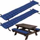 2pcs Picnic Table Bench Cushions, 72 x 10 x 3 Inch Outdoor Bench Seat Cushions with Ties, Tufted Patio Bench Pads for Picnic Table, Garden, Porch, Patio and Backyard Seating