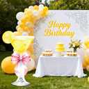 Lawnldyll 4ft Large Yellow Martini Bow Cardboard Cutout A Tini Bit Older Birthday Cutout Stand Lemon Cocktail Backdrop Decorations for Women Coquette Bachelorette Bridal Shower Cocktail Party Decor