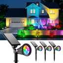 4 Pack Color Changing Solar Spotlights Outdoor Waterproof for Tree, Flower, Plant, Statue, Sign, Decorative wall, Rainbow Lanscape Decor Uplights for House Outside, Yard, Garden, Patio, Pathway, Fence
