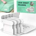 Bed Sheet Holders for Corners, 4Pcs Sheet Holders Keep Sheets Firm&Tight, Lock Sheet Holders, Heavy Duty Fitted Sheet Holders, Sheet Clips, Fit All Mattress Sizes, Easy Installation