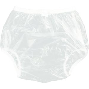 Adult Incontinence Pull-on Plastic Pants PVC Pants 3 Pack (X-Large, Transparent White)