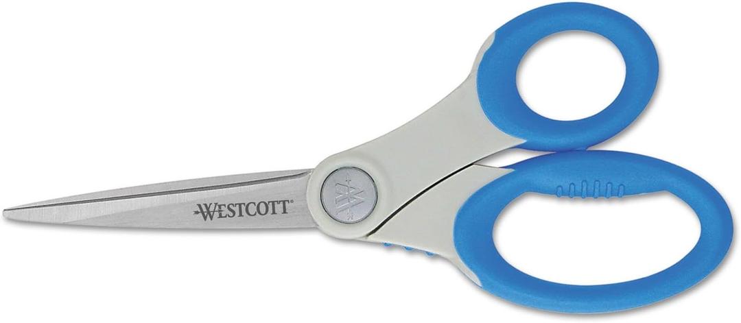 Westcott 14643 Soft Handle 8-Inch Straight Scissors, Blue, 1-Count