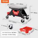 VEVOR Mechanic Stool 300 LBS Capacity Garage Stool Gift for Men, Heavy Duty Rolling Mechanics Seat, with Three Slide Out Tool Trays and Drawer, Tools for Automotive Auto Repair, 45.7 X 40.6 Cm