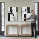 SAFERRYHOME Hand-Painted Thick 3D Textured Abstract Wall Art, Size: 24"x36"x2 Panels