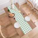 Sage Green Gingham Party Table Runner Green and White Checkered Plaid Decorations for Birthday Bridal Baby Shower Home Dining Kitchen Island Decor (13" x 120")