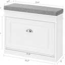 Haotian Shoe Storage Bench, Small Shoe Cabinet for Entryway, Narrow Shoe Rack with 1 Flip-Drawer and Seat Cushion, White, FSR82-K-W, 1 Drawer:24x9.4x20"
