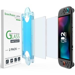 amFilm Auto-Alignment OneTouch for Nintendo Switch 2 Screen Protector 2025, Tempered Glass, 30 Seconds Installation, Bubble Free, Scratch Resistant, Touch Sensitive, Matte [2 Pack]