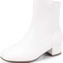 PANDANINJIA Girls Boots Fashion Square-Toe Dress Boots Low Heel Alyssa Ankle Booties with Zipper for Toddler Little Kids Big Kids, Size 9