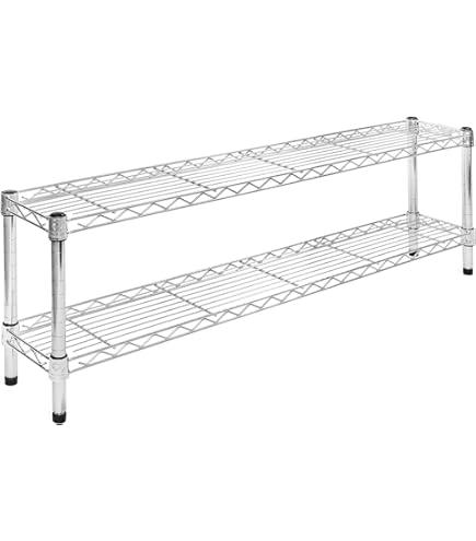 Shelving Inc. 12" d x 48" w Chrome Wire Shelving with 2 Tier Shelves, Weight Capacity 800lbs Per Shelf