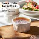 DOWAN Ramekins 4 oz Oven Safe for Creme Brulee Souffle, Porcelain Custard Cups Ramiken for Baking, Small Bowls Dipping Sauce Dish Classic Style, Set of 6, Soft White