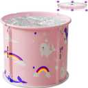 Portable Bathtub, Foldable Bathtub for Kids, Boys and Girls, Therapy Tub for Shower Stall Bathroom Fold Up Japanese Soaking Hot SPA Bath Tub, Outside Ice Bath 21.65''x23.62''(Ocean World Pink)