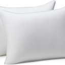 Amazon Basics Down Alternative Pillows for Stomach and Back Sleepers, Soft Density, Standard Size 26" x 20", White, 2-Pack