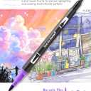60 Colors Dual Tip Watercolor Markers Pens for School Supplies-Brush & Fine