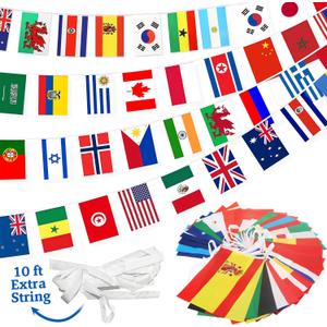 100 Countries String Flag Banner Set- 82Ft International World Flags Bunting Durable Mini Polyester Flags for Party Decorations, Classroom, Sports Events, Olympics, World Cup & Cultural Festival Decor