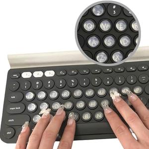 2 Pack Keyboard Stickers for Long Nails Protector Raised Clear Silicone Keyboard Self Adhesive Cover Nail Art Suitable for Round Button Keyboard (Hemispherical, 128 PCS)