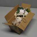Wedding Bouquets for Bride Bridesmaid,White Champagne Artificial Roses Flowers for Wedding Church Decoration (6.5in)