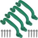 SELEWARE Green Playground Safety Handles, Non-Slip Plastic Kids Grab Handles, Durable Indoor Outdoor Playset for Playhouse, Treehouse, Climbing Frame, Jungle Gym, Swing Set, 4 Pack