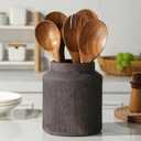 Farmhouse Ceramic Farmhouse Kitchen Utensil Holder for Countertop, Rustic Cooking Utensil Holder Crock Fit for Kitchen Counter. 6.1 x 6.1 x 7 IN (Chocolate)