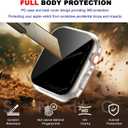 3 x 3 In 1 Waterproof Privacy Case for Apple Watch 10 With Band 46mm,Water Proof Face Cover Built-in Anti Spy Tempered Glass Screen Protector & Silicone Soft Bands for iWatch Series 10(Clear/White, 46mm)