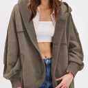 Women Oversized Hoodie Cardigan Jacket Casual Open Front Raglan Sleeve Sweatshirt 2026 Outfits with Pockets (M)