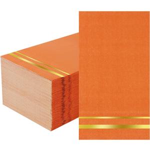 Tamone 100PCS 3-Ply Thanksgiving Paper Napkins - Orange Napkins - Orange Paper Napkins Disposable - Premium Quality Gold Napkins Soft and Absorbent for Wedding Party Birthday