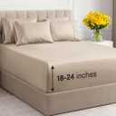 Extra Deep King Sheet Set - 6 Piece Breathable & Cooling Sheets - Hotel Luxury Bedding Set w/18-24 Inch Extra Deep Pockets - Easy & Secure Fit - Super Soft, Wrinkle Free and Comfy - Wheat, King Size