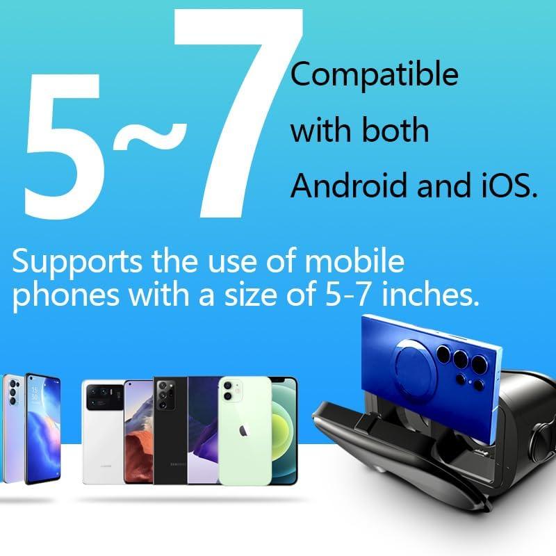 3D Anti-Blue HD Lenses, Virtual Reality Headsets VR Goggles for Phone