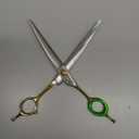 6/7 inch Barber Scissors Shear Curved - Hair Cutting Scissors Two-way Bent Blade Scissor Japanese 440C Steel - Hair Stylists Shears with Twin Tail (C-7 inch-Curved Scissor)