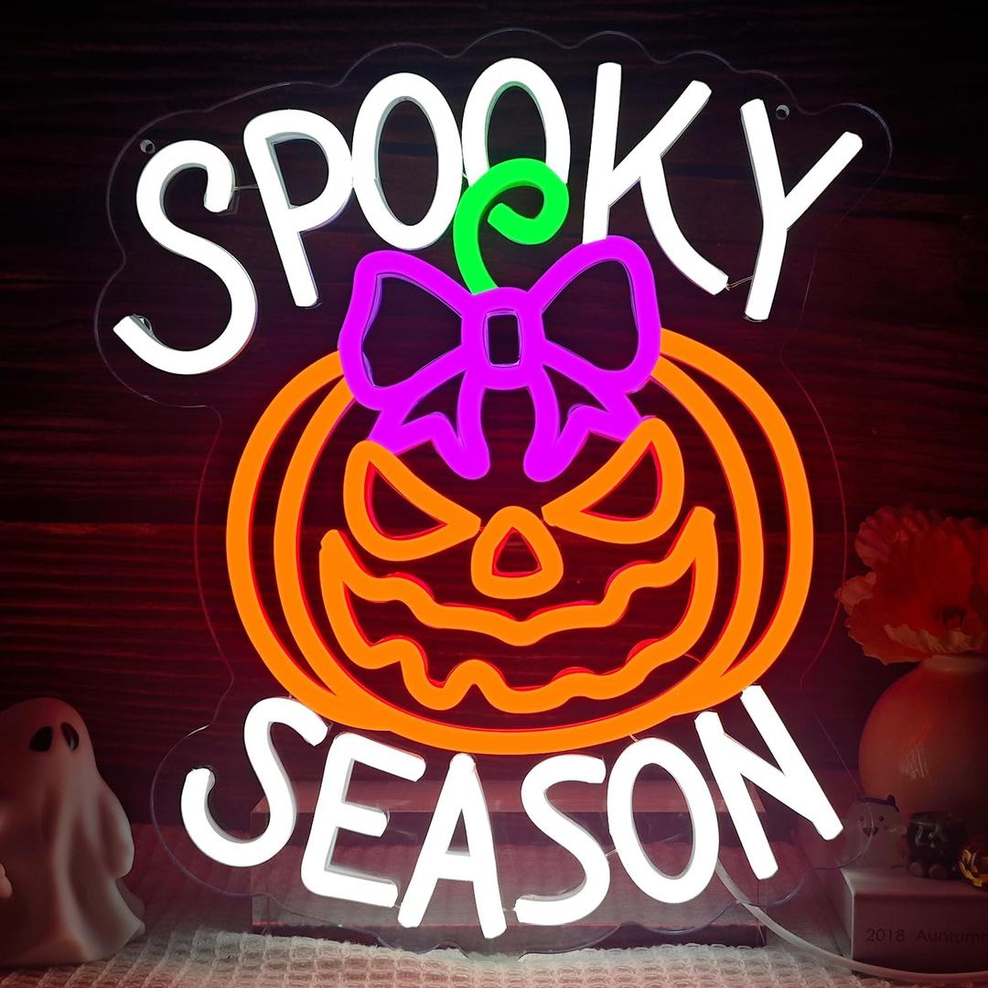 Halloween Neon Sign Pumpkin Neon Sign Dimmable Halloween Led Sign Halloween Neon Light for Wall Decor Pumpkin Neon Light Up Sign for Bedroom Game Room Man Cave Halloween Decor