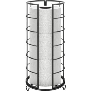 NearMoon Toilet Paper Organizer Stand, Free Standing 3 Rolls Tissue Storage, Metal Bathroom Accessory, Rustproof Toilet Roll Holder for Kitchen Countertop Inside Cabinet Shelf(Metal Base, Matte Black)