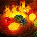 Easter String Lights with 10 LED Bunny Cracked Egg - 8.2Ft Battery Powered Light with Timer Function - Fairy Spring Lighting for Indoor House Party Classroom Bedroom Rabbit Decorations - Clear Wire