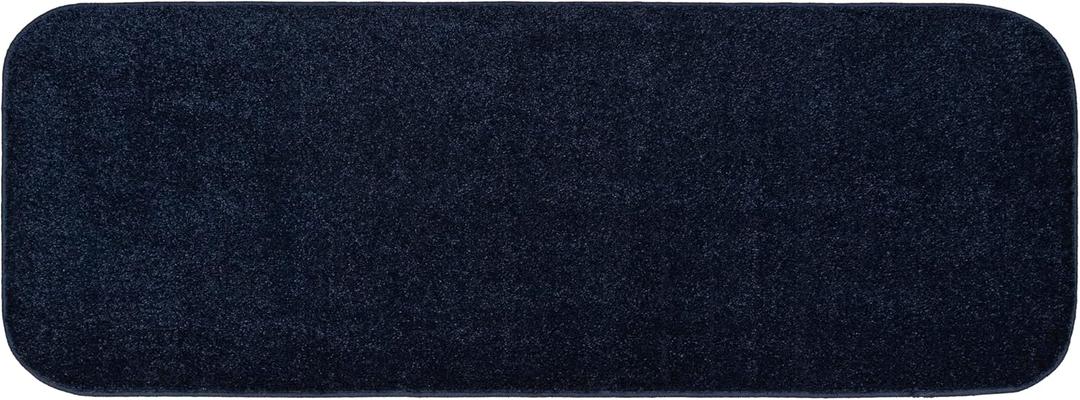 Garland Rug 22"x60" Gramercy Plush Polypropylene Washable Rectangle Bath Rug, Navy (1'10" x 5' (Rectangular))