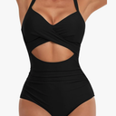 Eomenie Women's One Piece Swimsuits Tummy Control Cutout High Waisted Bathing Suit Wrap Tie Back 1 Piece Swimsuit 20W