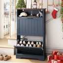 Shoe Storage Cabinet with 2 Flip Drawers, 24" W Farmhouse Modern Hidden Shoes Rack with Adjustable Shelves & Open Storage, Narrow Slim Shoe Organizer for Front Door Entrance, Entryway, Navy Blue
