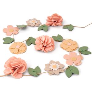 Handmade Felt Flower Garland, Flower Party Decorations, Pre-Strung Spring Garden Decorations for Girls Women Mom, Floral Birthday Party Decor