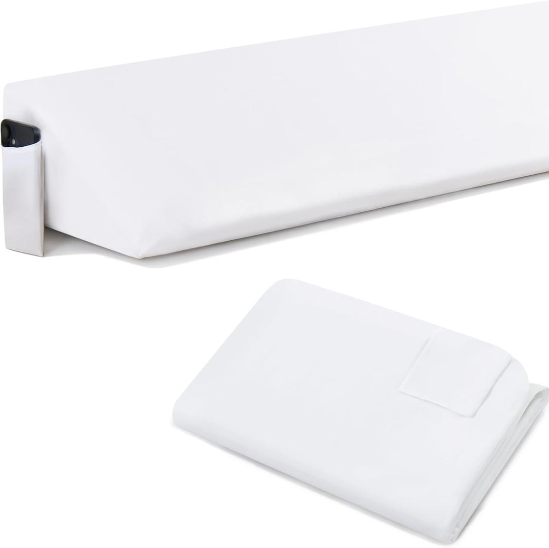 Horbaunal Queen Size Bed Wedge Pillow Cover for Headboard Gap, Headboard Wedge Pillow Case Cover Only, 60" x 10" x 6", White