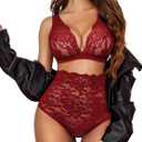 Avidlove Sexy Lingerie for Women High Waist Bra and Panty Set Strappy Babydoll Bodysuit (XX-Large, Cardinalred)