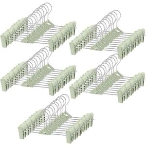 Northern Brothers Space Saving Pants Hangers with Clips, 50 Pack, Green, Plastic