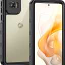 Lanhiem for Moto G Stylus 2024 5G Case [Not fit for 2023], IP68 Waterproof Dustproof Built-in Screen Protector, Rugged Full Body Shockproof Phone Cover for Moto G Stylus 5G 2024, Black/Clear