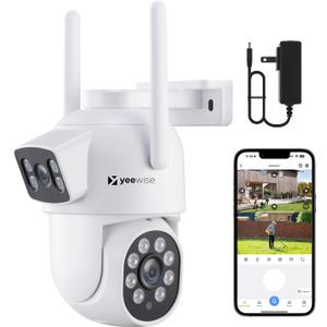 Yeewise Dual Lens WiFi Security Camera with AI Tracking, WiFi 6 Outdoor PTZ Camera, 360 View Home Security, 5/2.4Ghz Dual Band, Easy Bluetooth Setup, Plug-in Power