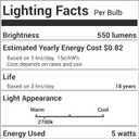 BlueStars G45 E26 Edison LED Filament Globe Bulb 120V 5W (60 Watt Equivalent), 2700K Warm White Light 550lm Non-Dimmable for Indoor Outdoor Holiday Home Decoration - 3 Packs